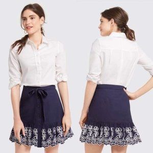 Draper James Navy and White Mini Skirt